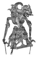 kamsa, das wayang-purwa Charakter, Jahrgang Gravur. foto