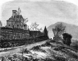 das Vesuv Observatorium, Jahrgang Gravur. foto