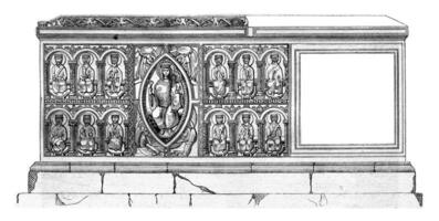 Grab von Heilige Junien, im das Gemeinde Kirche von Saint-Junien, haute-vienne, Jahrgang Gravur. foto