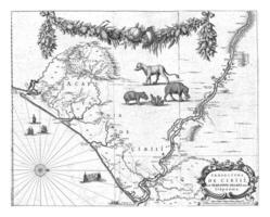 Karte von das Küste von Brasilien, 1647, Jahrgang Illustration. foto