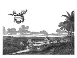 Kämpfe beim porto Calvo, 1637, Jahrgang Illustration. foto