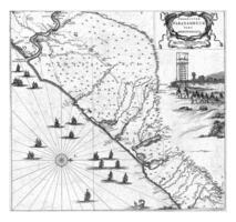 Karte von das Küste von Fernambuk, 1647, Jahrgang Illustration. foto