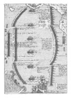 Schlacht von Lepanto, anonym, 1568 - - 1574, Jahrgang Illustration. foto