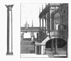 Säule von das zusammengesetzt bestellen und Gebäude mit Säulen, Jahrgang Illustration. foto