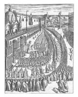 Prozession auf das Piazza im Venedig, anonym, 1610, Jahrgang Illustration. foto
