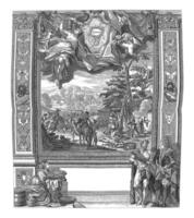 Eroberung von Mons, 1709, Jahrgang Illustration. foto