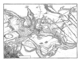 Belagerung von Bouchain, Jahrgang Illustration. foto