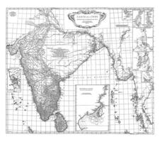 Karte von Indien und das Western Küste von Birma, Jahrgang Illustration. foto