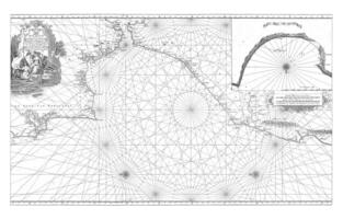 Meer Diagramm von das Straße von Gibraltar und das Bucht von Tanger, Jahrgang Illustration. foto