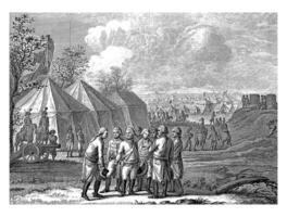 Willem v mit seine Söhne im das Heer Lager, Jahrgang Illustration. foto