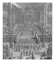 Einweihung Zeremonie von Kaiser Charles vi, Jahrgang Illustration. foto