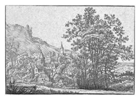 Dorf mit zwei Türme, anonym, 1610 - - 1703 foto