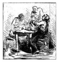drei zahlen beim ein Tisch, Charles Emil Jacques, 1844 foto