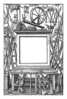 Werkbank mit Werkzeug, Hieronymus wierix, 1563 foto