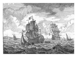Seelandschaft mit zwei Dreimaster, Adam Silo, 1689 - - 1760 foto