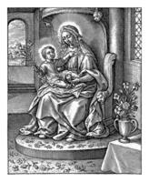 Maria mit das Christus Kind, Hieronymus wierix, 1563 foto