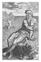 Meer Gott Glaucus, Philips Galle, 1586 foto