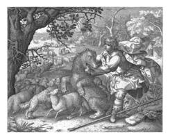 David mit das Bär und das Löwe, Pieter Serwouter, nach David Vinckboons ich, 1608 foto