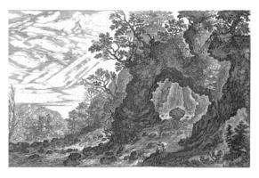 Berg Landschaft mit Felsen Tor und fließend Strom, isaak wesentlich, 1586 - - 1630 foto