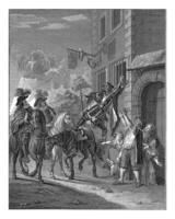 Don Quijote hängt von ein Bar von ein Gasthaus, Jakob van der Schley, nach Charles-Antoine Coypel, 1742 foto
