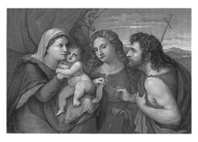 Maria und Kind und Heilige Catherine und John das Baptist, moritz Steinla, nach jacopo Palma il Vecchio, 1810 - - 1875 foto