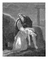alt Mann mit das Körper von ein jung Frau auf seine Schoß, k. Portman, 1823 foto