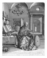 Kirche Vater Ambrosius, Hieronymus wierix, nach märten de vos, 1586 foto
