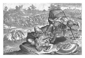Saul begeht Selbstmord, Hans collaert ich, nach Ambrosius Franken ich, 1585 foto