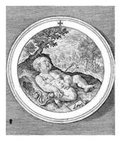 Putto mit durchbohrt Herz, Crisijn van de passe ich, 1594 foto