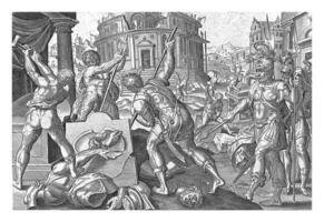 Reinigung und erneute Widmung von das Tempel im Jerusalem, johannes wierix, nach Gerhard van Gröningen, 1579 foto