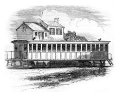 amerikanisch Eisenbahn Wagen, Jahrgang Gravur. foto