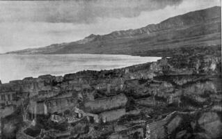 st Peter nach das Eruption von das pelee Berg, Jahrgang Gravur. foto