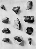 Fragment von Feuerstein von Tertiär- hintere Schichten in der Nähe von Aurillae, Jahrgang Gravur. foto