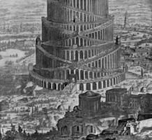 Konstruktion von das Turm von babel, Jahrgang Gravur. foto