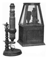 Mikroskope von achtzehnten Jahrhundert, Jahrgang Gravur. foto