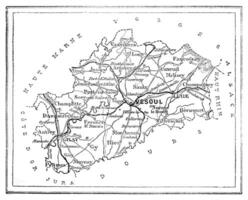 Karte von das Abteilung von haute-saone, Jahrgang Gravur. foto