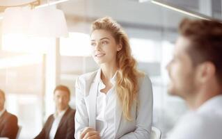 ai generiert korporativ Bildung Seite Aussicht Ausbildung und Präsentation foto