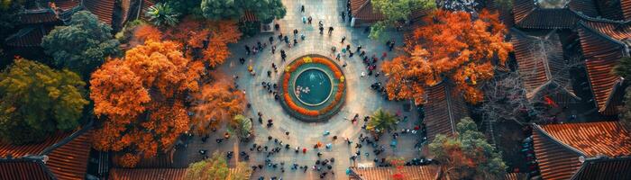 Overhead Perspektive auf Frühling fest, Natur Verjüngung Fest foto