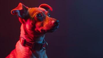 ai generiert Hund mit ein Hund Halsband Fachmann Fotografie foto