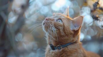 ai generiert Katze mit ein Katze Halsband Fachmann Fotografie foto