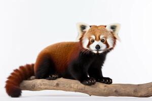 ai generiert rot Panda auf Weiß Hintergrund foto