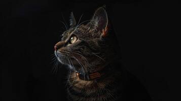 ai generiert Katze mit ein Katze Halsband Fachmann Fotografie foto