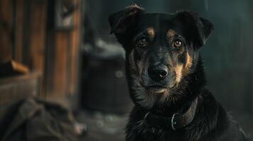 ai generiert Hund mit ein Hund Halsband Fachmann Fotografie foto