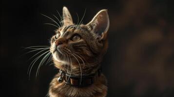 ai generiert Katze mit ein Katze Halsband Fachmann Fotografie foto