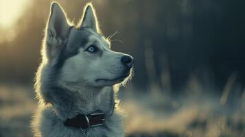 ai generiert Hund mit ein Hund Halsband Fachmann Fotografie foto