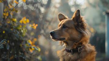 ai generiert Hund mit ein Hund Halsband Fachmann Fotografie foto