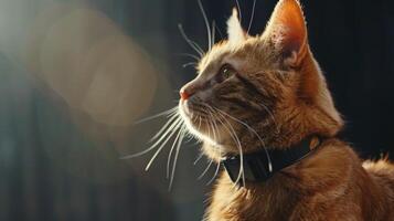 ai generiert Katze mit ein Katze Halsband Fachmann Fotografie foto