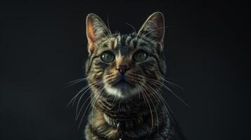 ai generiert Katze mit ein Katze Halsband Fachmann Fotografie foto