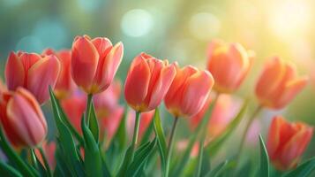 ai generiert Tulpe Blumen Blühen im das Garten foto
