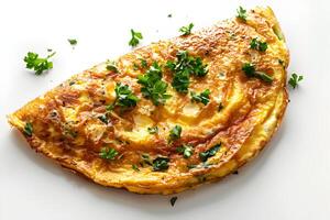 ai generiert Omelette isoliert auf Weiß Hintergrund foto